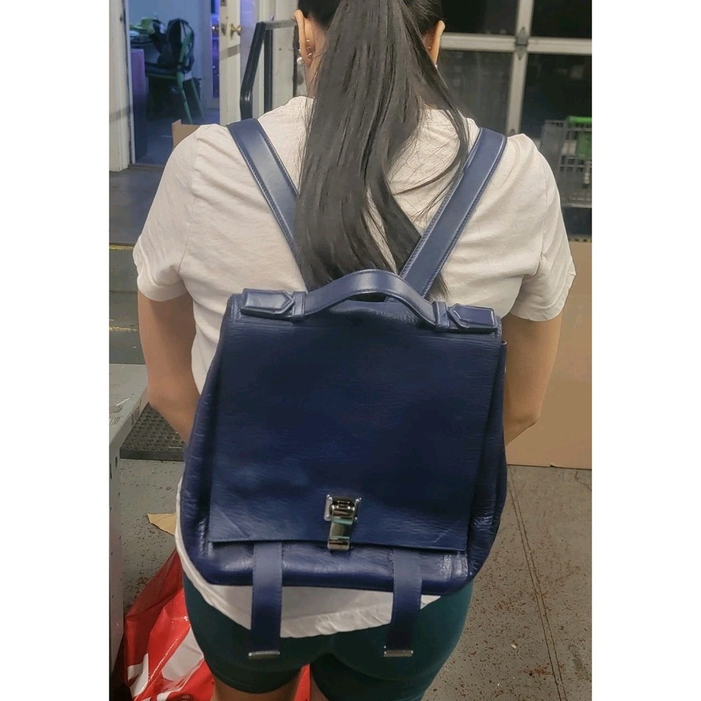 Beautiful Genuine Blue Courier Leather Backpack Proenza Schouler NWOT $1300+! - Picture 8 of 9